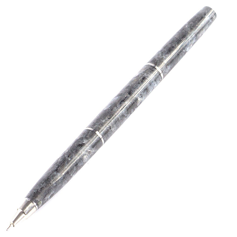 Ручка шариковая из натурального камня Лабрадорит Stone Pens Серый Серебряный в Брянске | Loft Concept 
