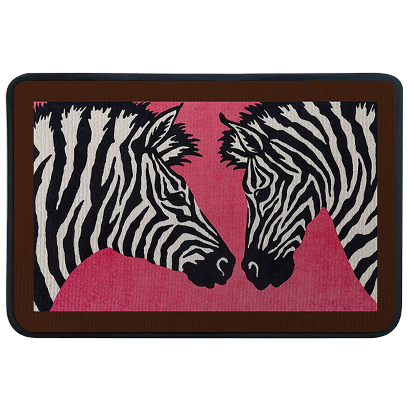 Ковер для прихожей и ванной Hermes Zebra Twins Rug Розовый Черно-белый Ковер для прихожей и ванной Hermes Zebra Twins Rug Розовый Черно-белый в Брянске | Loft Concept