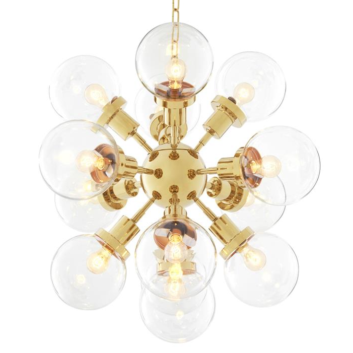 Люстра Chandelier Ludlow Gold Глянцевое золото Прозрачное Стекло Люстра Chandelier Ludlow Gold Глянцевое золото Прозрачное Стекло в Брянске | Loft Concept