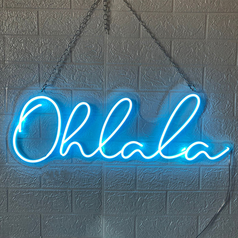 Неоновая настенная лампа Oh La La Neon Wall Lamp Синий Прозрачный Синий в Брянске | Loft Concept 