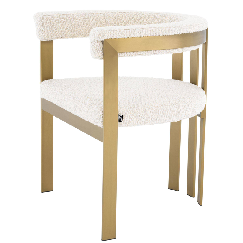 Стул Eichholtz Dining Chair Clubhouse boucle cream Кремовый Латунь Стул Eichholtz Dining Chair Clubhouse boucle cream Кремовый Латунь в Брянске | Loft Concept