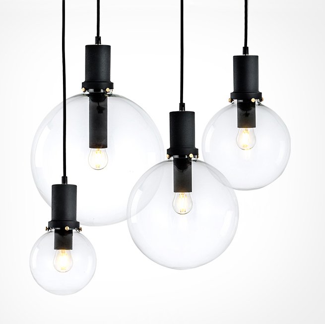 Подвесной светильник Glass Globe Black Прозрачное Стекло Черный Подвесной светильник Glass Globe Black Прозрачное Стекло Черный в Брянске | Loft Concept
