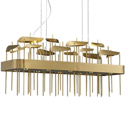 Светодиодная дизайнерская инсталляция ANODINE Perlina Rectangle  Chandelier Золотой в Брянске | Loft Concept 