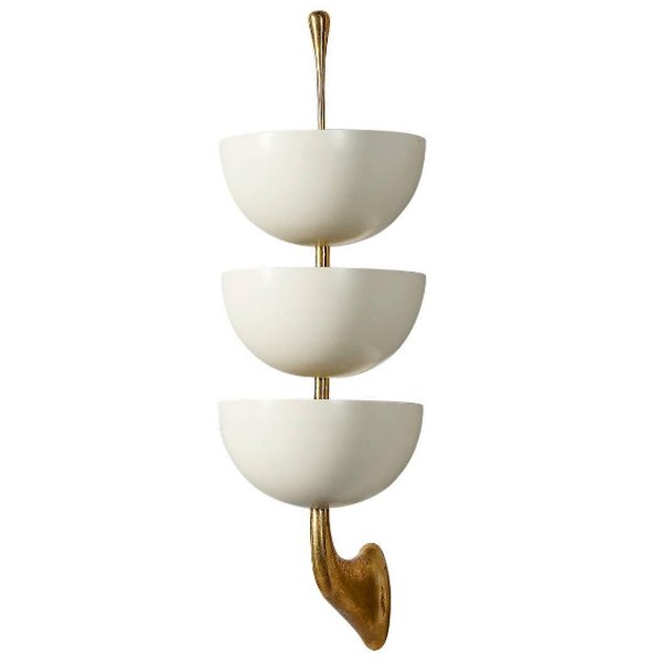 Бра Stilnovo Rare Pair of Stamped Sconces Белый Золотой Бра Stilnovo Rare Pair of Stamped Sconces Белый Золотой в Брянске | Loft Concept