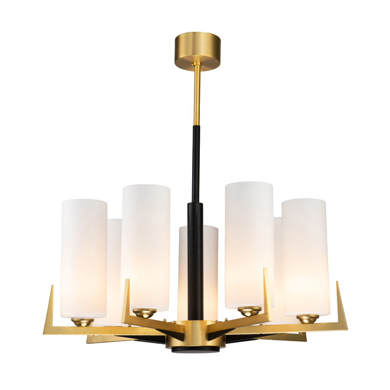 Люстра Benoit Chandelier 75 Латунь Белое матовое стекло Черный в Брянске | Loft Concept 