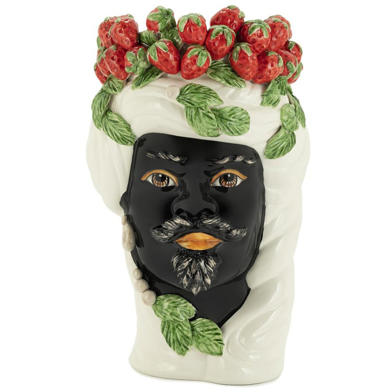 Ваза Vase Strawberries Head Man White Мульти Белый Красный Зеленый Черный Ваза Vase Strawberries Head Man White Мульти Белый Красный Зеленый Черный в Брянске | Loft Concept