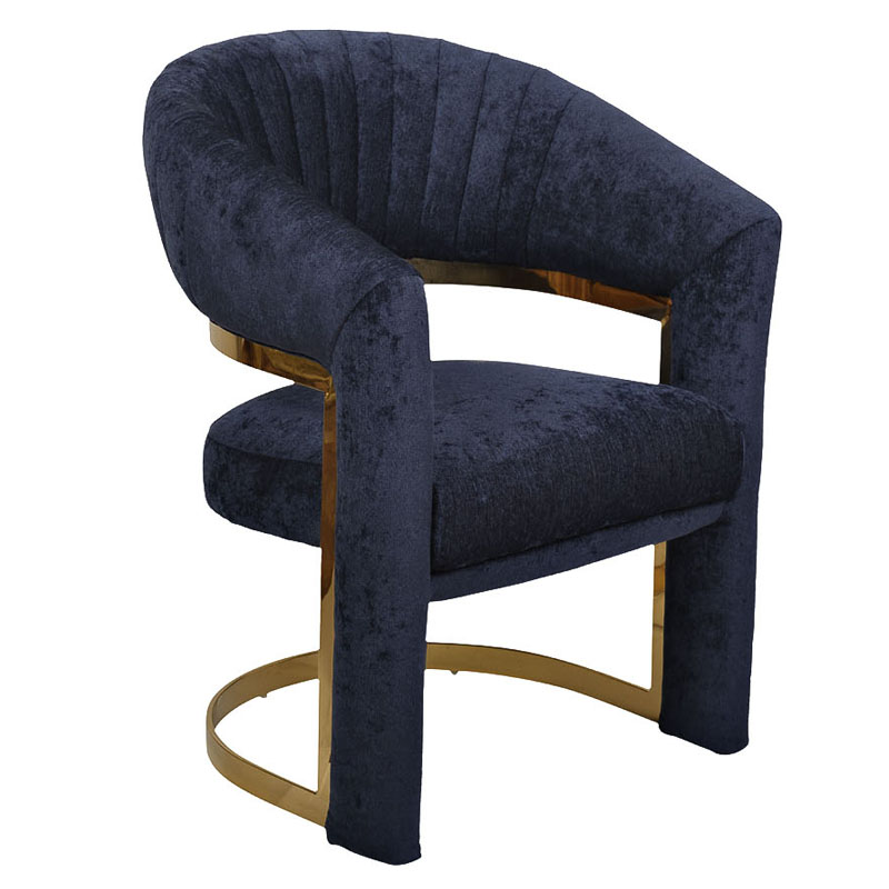 Полукресло Valbonne Chair blue velour Синий Глянцевое золото Полукресло Valbonne Chair blue velour Синий Глянцевое золото в Брянске | Loft Concept