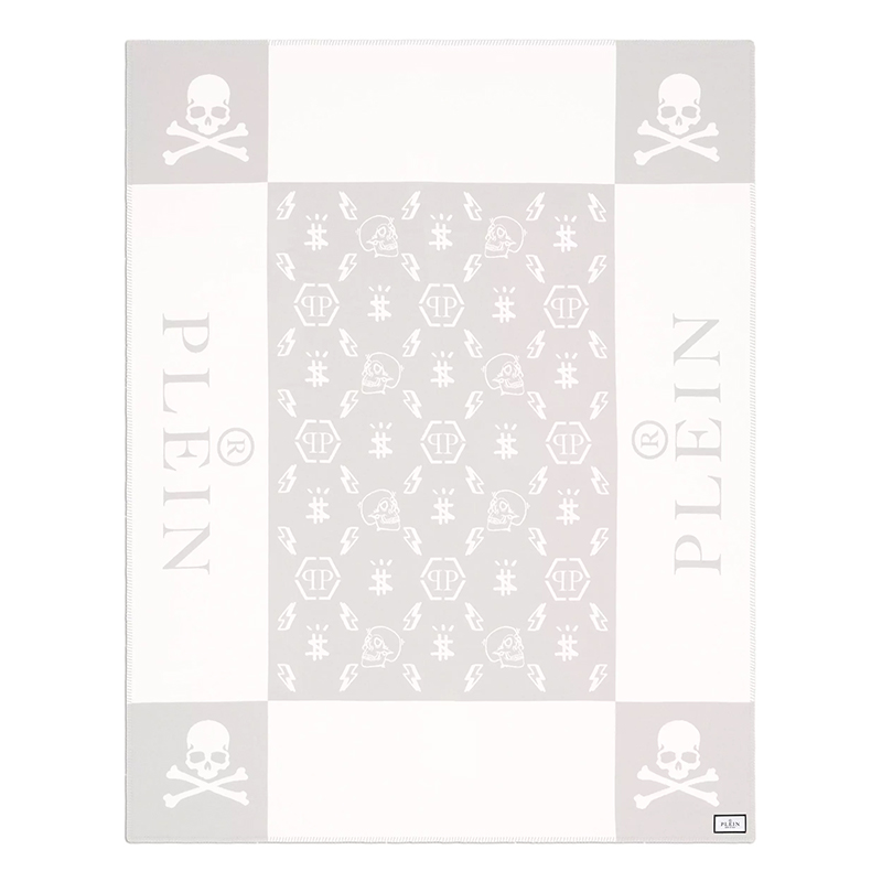 Плед Philipp Plein Plaid Cashmere Skull Grey Серый Белый Плед Philipp Plein Plaid Cashmere Skull Grey Серый Белый в Брянске | Loft Concept