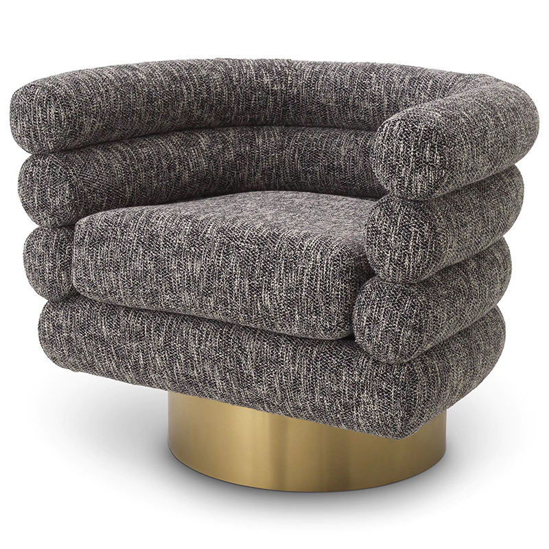 Кресло Eichholtz Swivel Chair Maguire Cambon Black Серый Латунь в Брянске | Loft Concept 