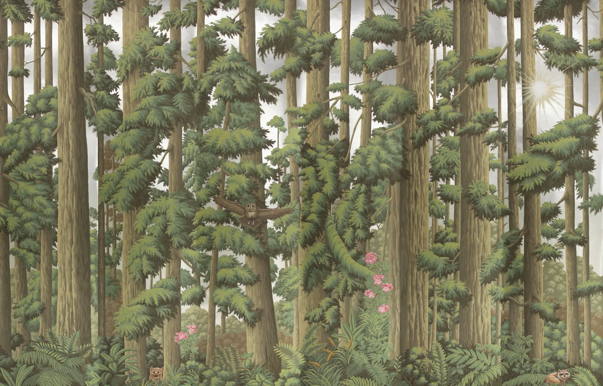 Обои ручная роспись Redwoods Sequoia on Sterling Silver gilded paper Обои ручная роспись Redwoods Sequoia on Sterling Silver gilded paper - постер Loft-Concept в Брянске