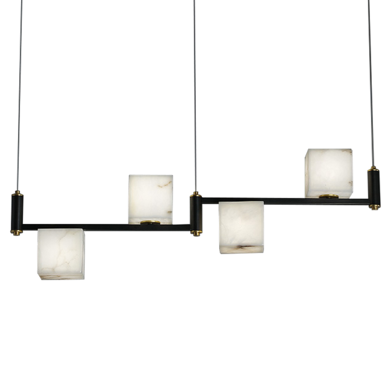 Люстра Marble Cubes Modern Light Chandelier 4 плафона Черный Белый Мрамор Bianco Латунь Люстра Marble Cubes Modern Light Chandelier 4 плафона Черный Белый Мрамор Bianco Латунь в Брянске | Loft Concept