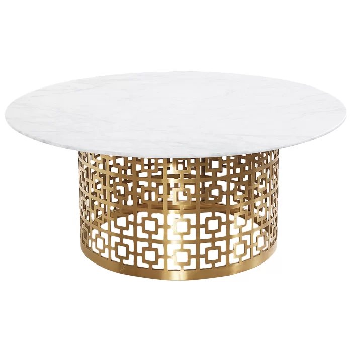 Кофейный стол Artesia Coffee Table White Глянцевое золото Белый Кофейный стол Artesia Coffee Table White Глянцевое золото Белый в Брянске | Loft Concept
