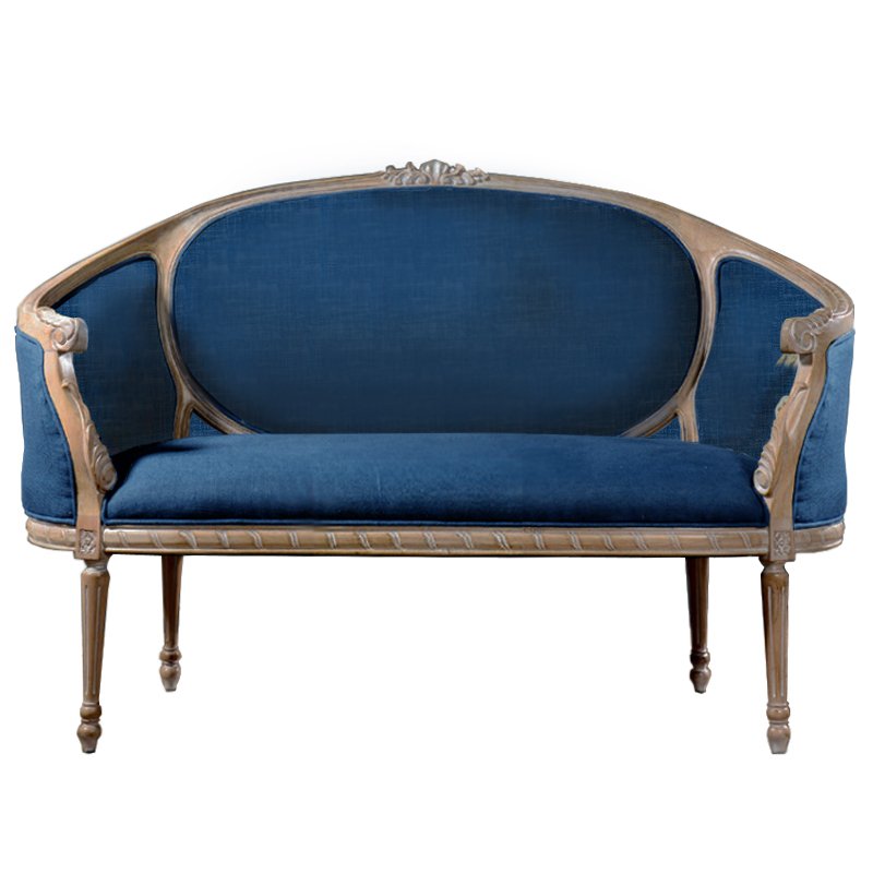 Диван Berjer 2 seat Bench Sofa Синий Дерево Акация Диван Berjer 2 seat Bench Sofa Синий Дерево Акация в Брянске | Loft Concept