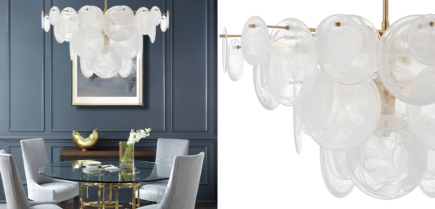 Люстра Disk Textured Glass Chandelier - фото