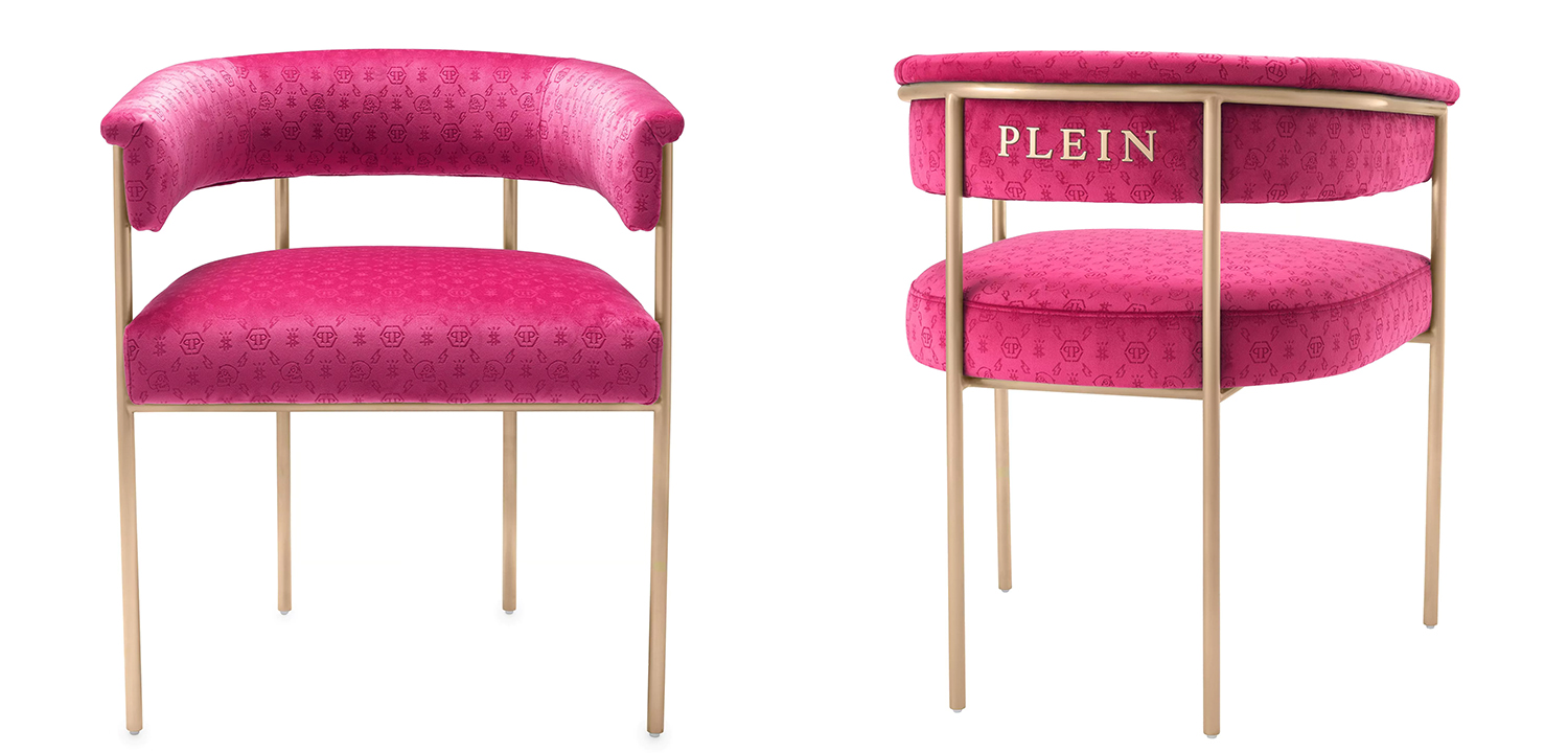 Стул Philipp Plein Dining Chair Monogram Розовый - фото №1