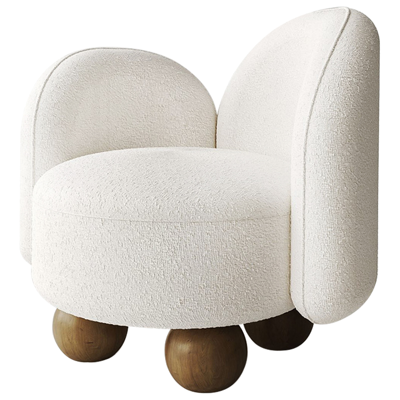 Кресло White Wooden Balls Белый Коричневый Кресло White Wooden Balls Белый Коричневый в Брянске | Loft Concept
