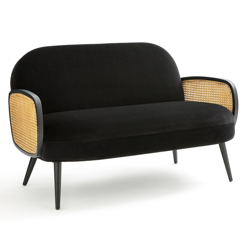 Диван Morten Wicker Black Sofa Черный Черный Диван Morten Wicker Black Sofa Черный Черный в Брянске | Loft Concept