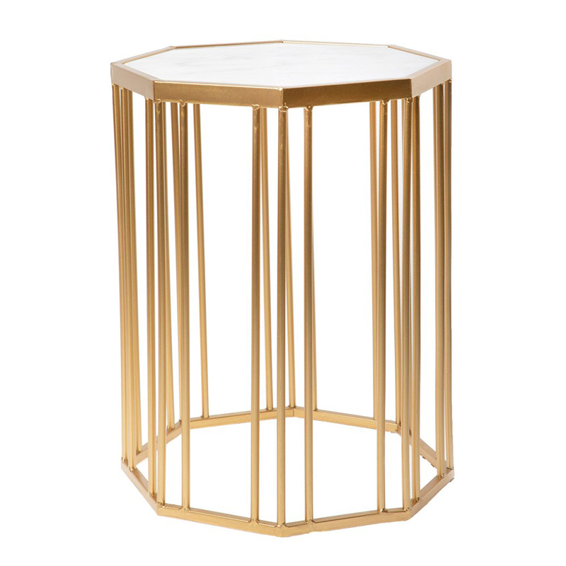 Приставной стол Side Table Marble белый мрамор Золотой Белый Мрамор Bianco в Брянске | Loft Concept 