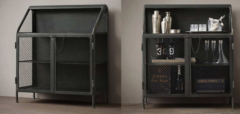 Бар металлический в стиле Лофт Vintage French Factory Bar Cart Бар металлический в стиле Лофт Vintage French Factory Bar Cart - Loft-Concept в Брянске