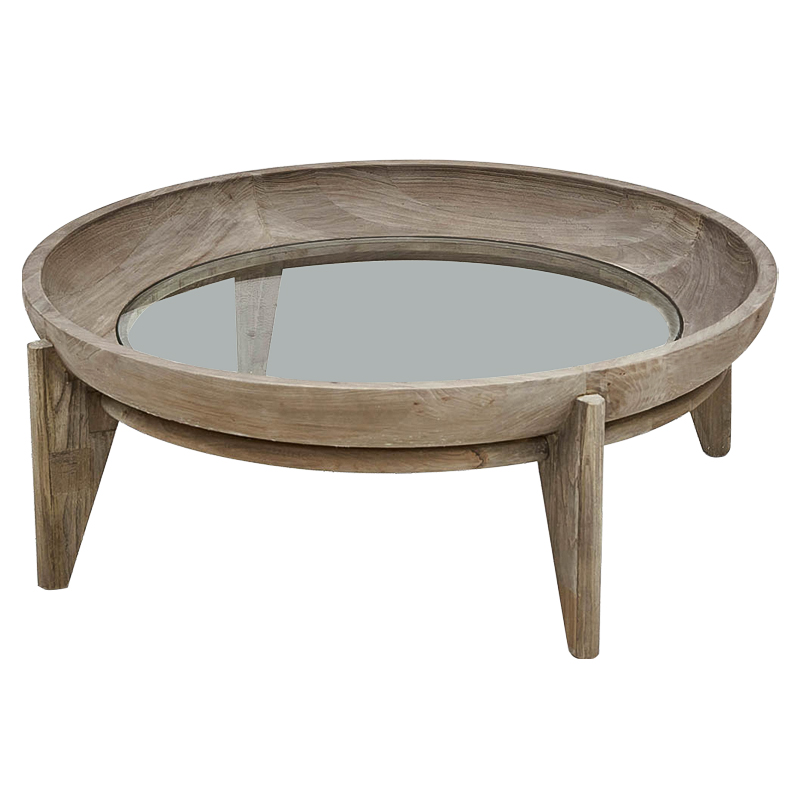 Круглый кофейный стол Imran Round Coffee Table Древесина Прозрачное Стекло Круглый кофейный стол Imran Round Coffee Table Древесина Прозрачное Стекло в Брянске | Loft Concept