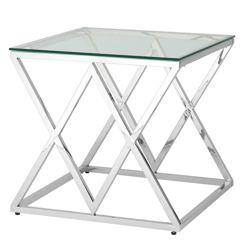 Стол приставной Geometry Rhombus Silver Серебряный Прозрачное Стекло Стол приставной Geometry Rhombus Silver Серебряный Прозрачное Стекло в Брянске | Loft Concept