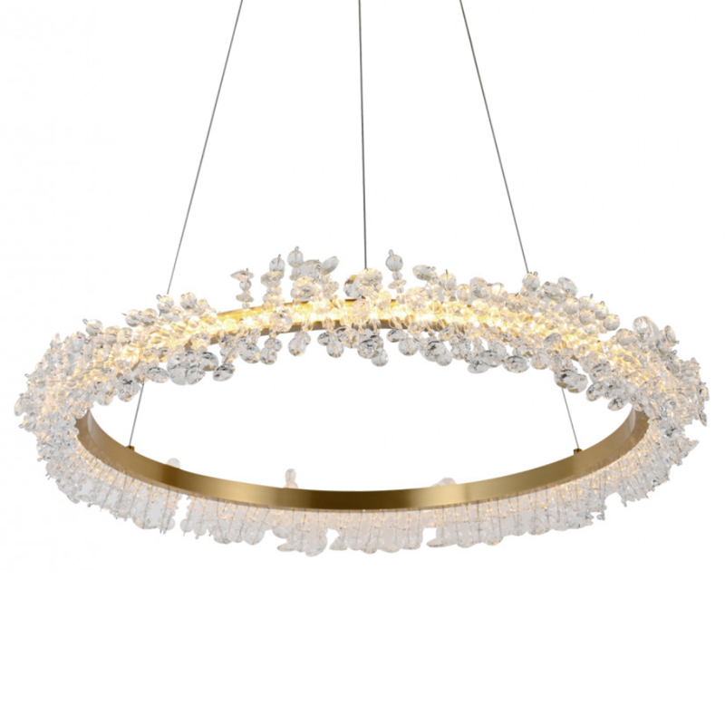 Crystal round chandelier Светильник Кольцо из Хрусталя Прозрачный Латунь Crystal round chandelier Светильник Кольцо из Хрусталя Прозрачный Латунь в Брянске | Loft Concept