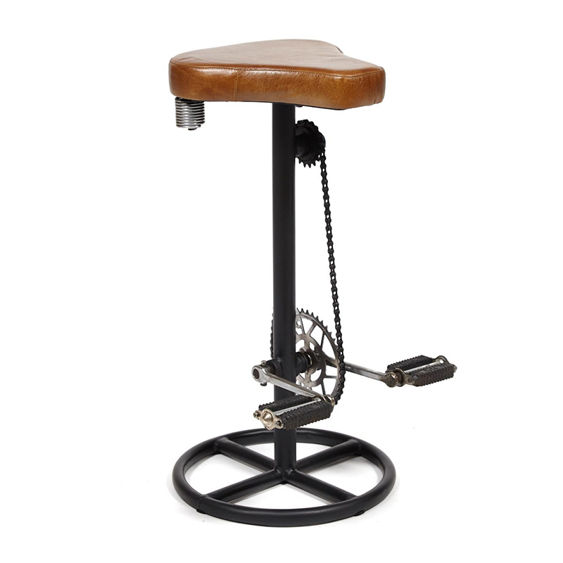 Барный стул с педалями от велосипеда Industrial leather bar stool with bicycle pedals Коричневый Черный в Брянске | Loft Concept 