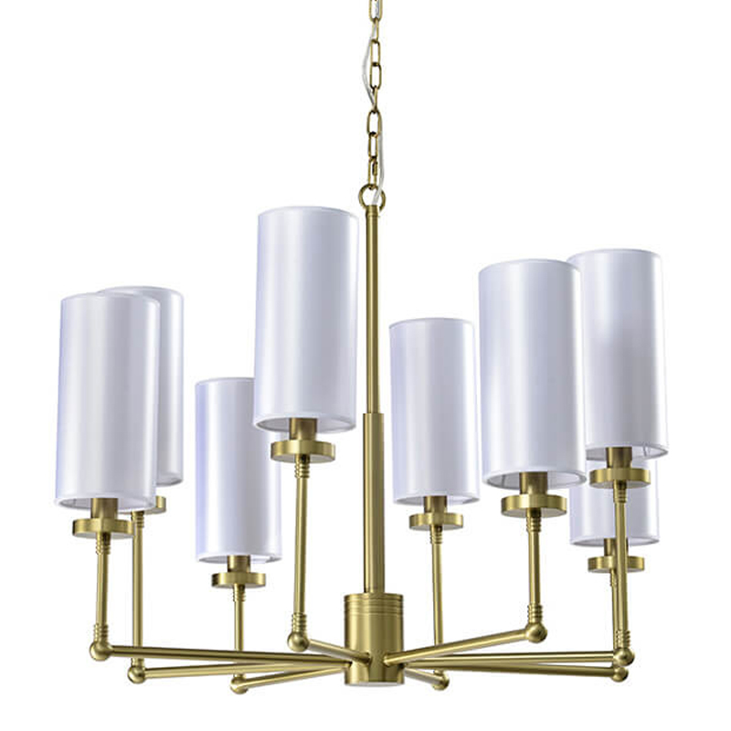 Люстра Fabric Lampshade Brass 8 Белый Матовая латунь Люстра Fabric Lampshade Brass 8 Белый Матовая латунь в Брянске | Loft Concept