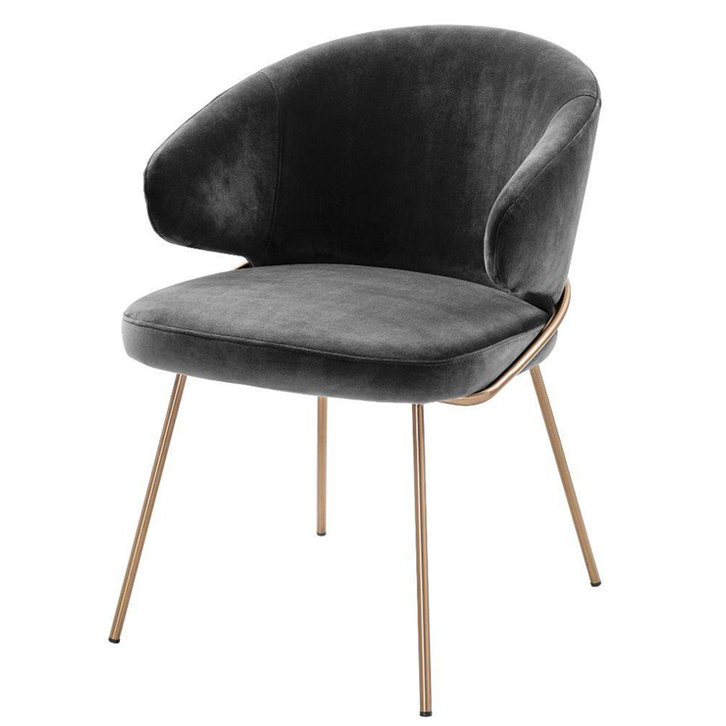 Стул Eichholtz Dining Chair Kinley dark grey Серый Латунь Стул Eichholtz Dining Chair Kinley dark grey Серый Латунь в Брянске | Loft Concept