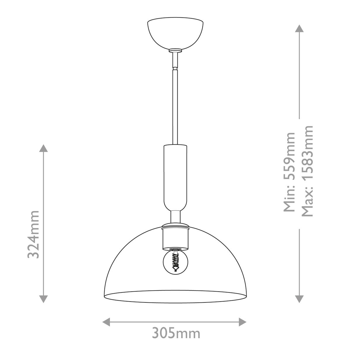 Подвесной светильник с прозрачным полусферическим стеклянным плафоном Alora Mood  в Брянске