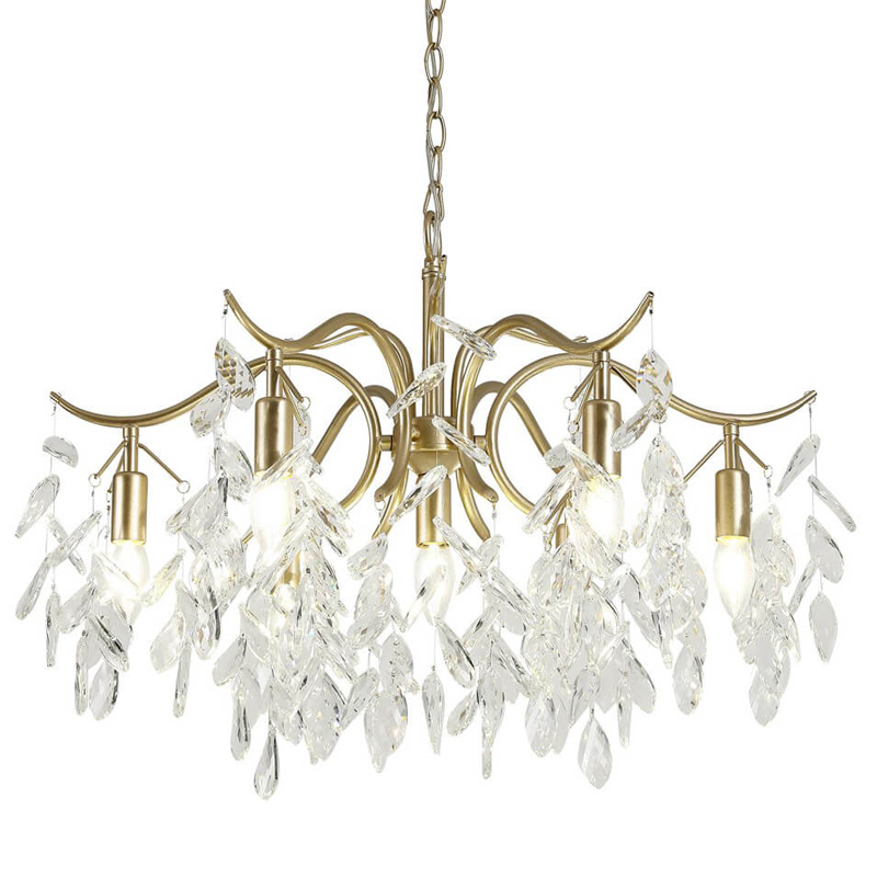 Люстра Hanging Crystal Leaves Chandelier 71 матовое золото Прозрачный (Transparent) Люстра Hanging Crystal Leaves Chandelier 71 матовое золото Прозрачный (Transparent) в Брянске | Loft Concept