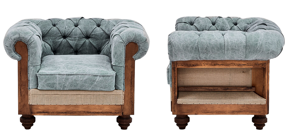 Кресло Deconstructed Chesterfield Armchair Gray Blue Кресло Deconstructed Chesterfield Armchair Gray Blue - Loft-Concept в Брянске