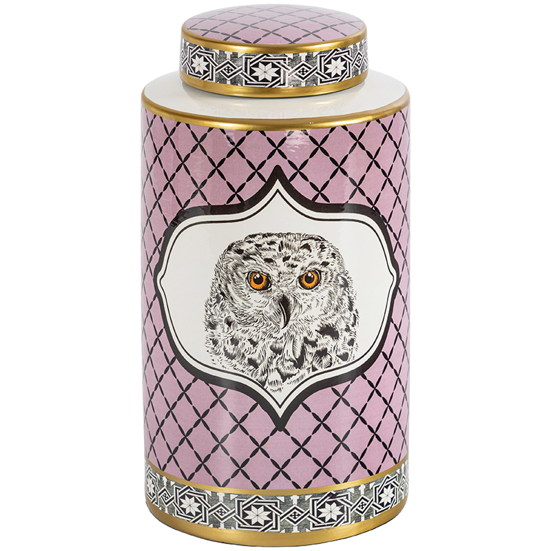 Ваза с крышкой Owl Collection Pink Vase Золотой Розовый Черно-белый Ваза с крышкой Owl Collection Pink Vase Золотой Розовый Черно-белый в Брянске | Loft Concept