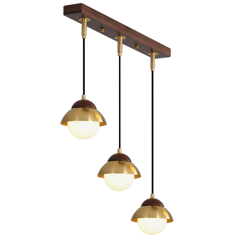 Линейный светильник Roch Linear Pendant Wooden Eco Light Белый Коричневый Латунь Линейный светильник Roch Linear Pendant Wooden Eco Light Белый Коричневый Латунь в Брянске | Loft Concept