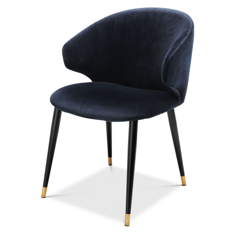 Стул Eichholtz DINING CHAIR VOLANTE blue Темно-синий Черный Золотой Стул Eichholtz DINING CHAIR VOLANTE blue Темно-синий Черный Золотой в Брянске | Loft Concept
