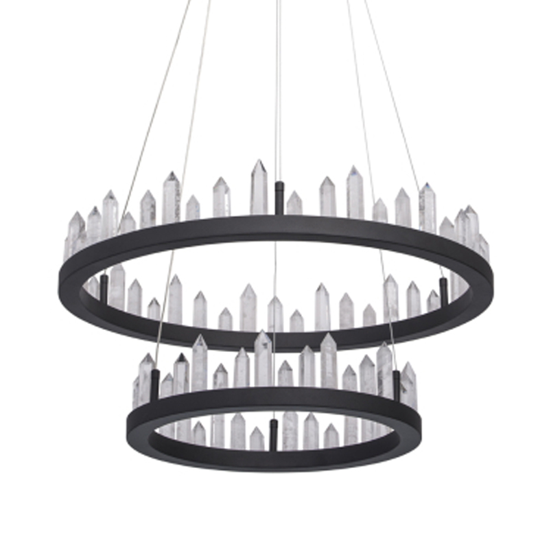 Люстра с двумя кольцами черного цвета с хрустальными элементами QUARTZ CRYSTAL Черный Прозрачный в Брянске | Loft Concept 