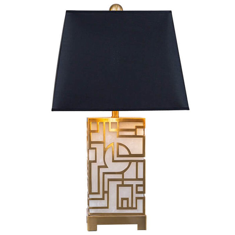 Настольная лампа с абажуром Aniqa Table Lamp Черный Золотой Белый Настольная лампа с абажуром Aniqa Table Lamp Черный Золотой Белый в Брянске | Loft Concept