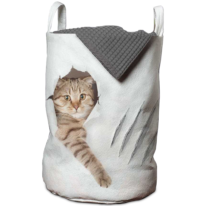Корзина Hello Cat Basket Белый Бежево-серый в Брянске | Loft Concept 