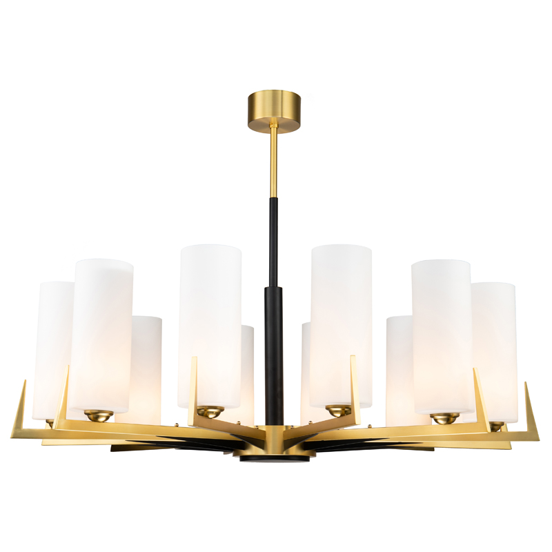 Люстра Benoit Chandelier 110 Латунь Белое матовое стекло Черный Люстра Benoit Chandelier 110 Латунь Белое матовое стекло Черный в Брянске | Loft Concept