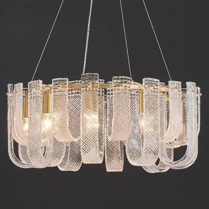 Люстра Prudence Textured Glass Chandelier Золотой Прозрачное Стекло Люстра Prudence Textured Glass Chandelier Золотой Прозрачное Стекло в Брянске | Loft Concept