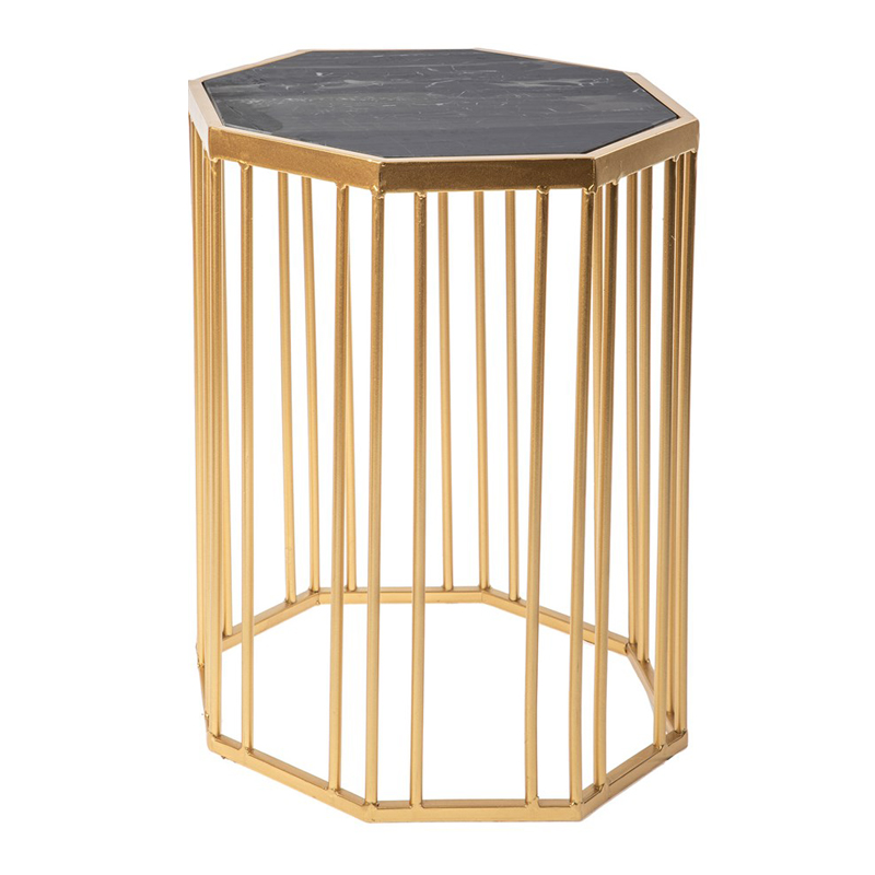 Приставной стол Side Table Marble чёрный мрамор Черный Мрамор Nero Золотой в Брянске | Loft Concept 