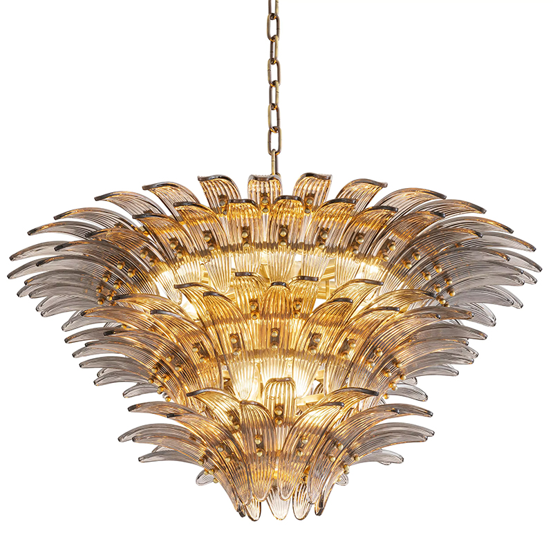 Люстра Eichholtz Chandelier Italo Латунь Стекло Смок Люстра Eichholtz Chandelier Italo Латунь Стекло Смок в Брянске | Loft Concept