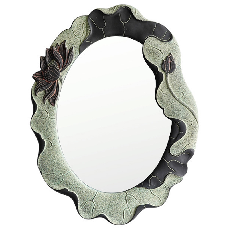 Зеркало Mirror Lotus Flowers oval Графит Зеленый шалфей Зеркало Mirror Lotus Flowers oval Графит Зеленый шалфей в Брянске | Loft Concept
