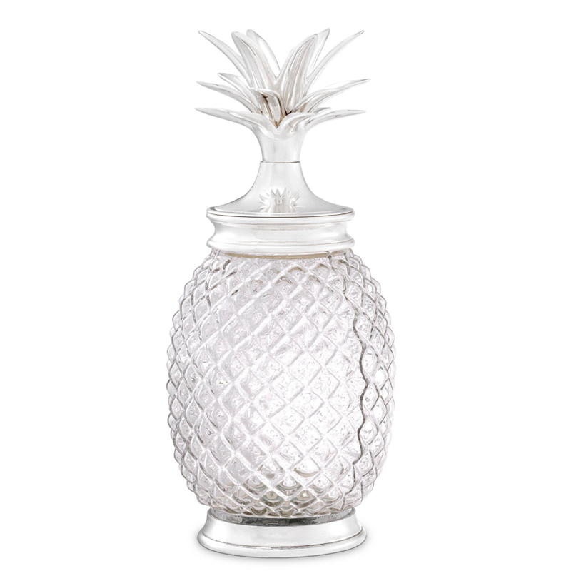 Ваза с крышкой Eichholtz Jar Hayworth silver Серебряный Прозрачный в Брянске | Loft Concept 