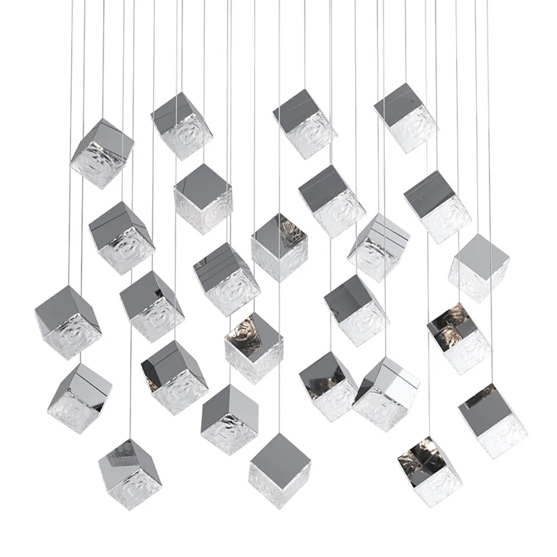 Люстра Pyrite Chrome 26 Rectangle Хром Прозрачное Стекло Люстра Pyrite Chrome 26 Rectangle Хром Прозрачное Стекло в Брянске | Loft Concept