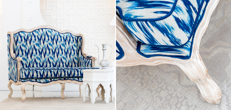 Двухместный диван с голубым узором Ikat Pattern - Loft-Concept в Брянске