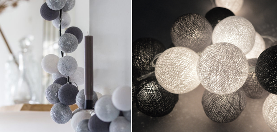 Гирлянда хлопковые фонарики Сotton Ball Silver Mix - Loft-Concept в Брянске