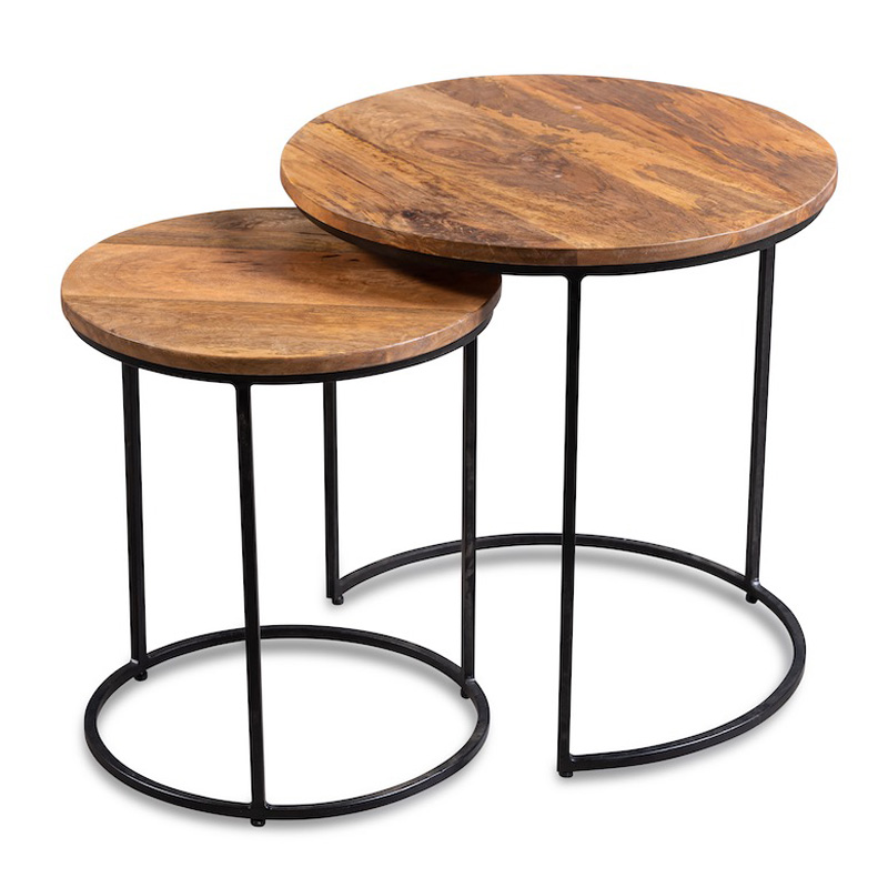 Комплект приставных столов Stafford Table lighter Черный Коричневый в Брянске | Loft Concept 