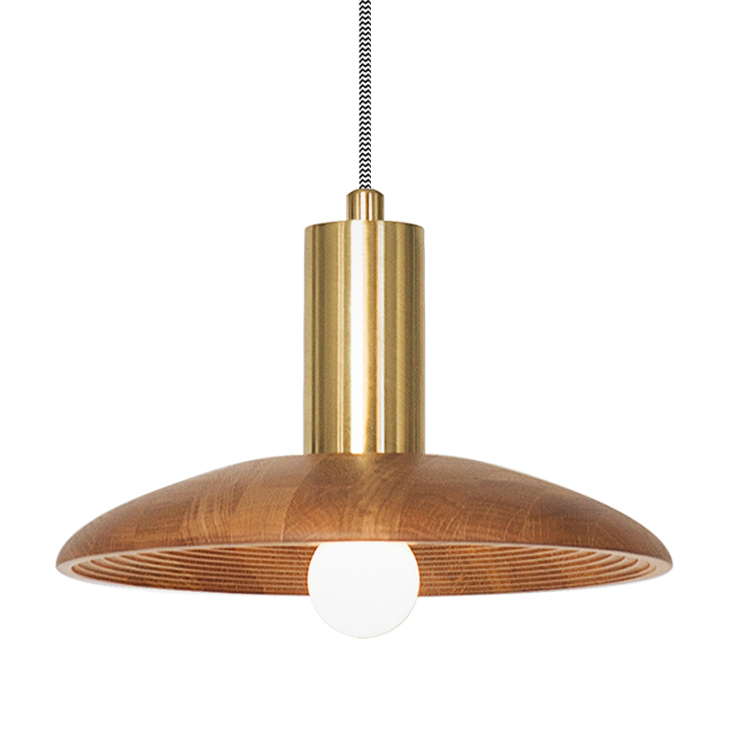 Подвесной светильник WOOD Hanging Lamp Коричневый Древесина Латунь Подвесной светильник WOOD Hanging Lamp Коричневый Древесина Латунь в Брянске | Loft Concept
