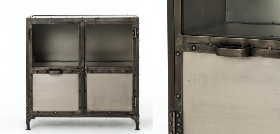 Комод металлический Industrial Steampunk Nickel 2 Door Cabinet Комод металлический Industrial Steampunk Nickel 2 Door Cabinet - Loft-Concept в Брянске